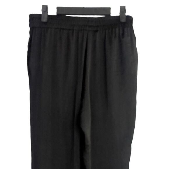 Zara Trf Tapered Elastic Drawstring Waist Harem Pant Pockets Sheer M Black #3776 - Picture 7 of 15